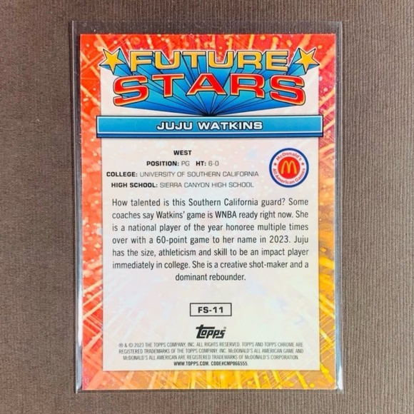 🔥🏀Juju Watkins Rookie Card - 2023 Topps Chrome Refractor Basketball Card - Picture 2 of 2